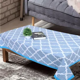Texstylers Blue & White Geometric Anti-Slip Cotton 4-Seater Rectangular Table Cover-image-53