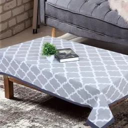 Texstylers Grey & White Geometric Anti-Slip Cotton 4-Seater Rectangular Table Cover-17