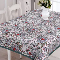 Texstylers Beige Floral Anti Slip Cotton 6 Seater Table Cover-picture-54