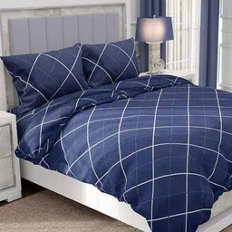 RRC Blue & White Geometric Microfiber Mild Winter Double Bed Comforter-image-30