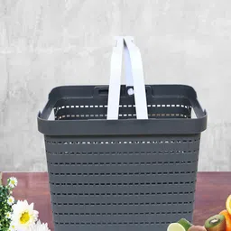 Kuber Industries Blue & Black 3 Pieces Tote Basket Organisers-36