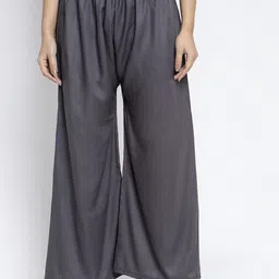 Jinfo Women Grey Flared Knitted Ethnic Palazzos-picture-53