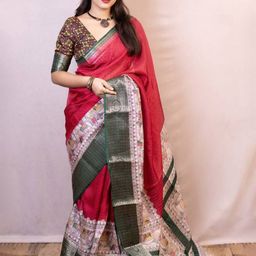Miss Beelee Checked Zari Banarasi Saree-image-81