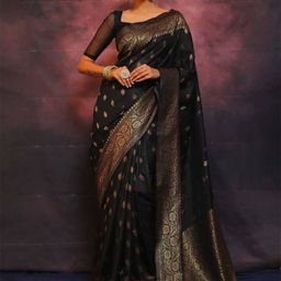 Miss Beelee Ethnic Motifs Woven Design Zari Banarasi Saree-image-98
