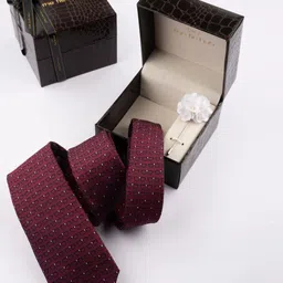 The Tie Hub Men Spectacle Printed Necktie With Flower Lapel Pin Accessory Gift Set-image-82