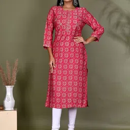 Kesarya Ethnic Motifs Printed Mirror Work Straight Kurta-30