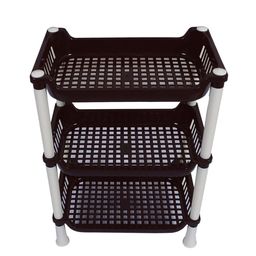 Kuber Industries Brown & White 3-Tier Rectangular Storage Rack-10