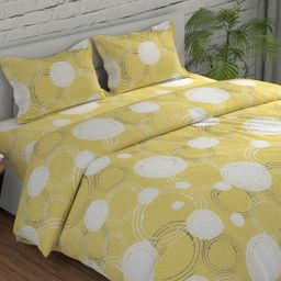 Huesland Yellow & White Geometric Printed 144TC Cotton Single Bedsheet Set 2.23 m x 1.39 m-image-90