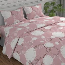 Huesland Peach-Coloured Geometric Printed144 TC Cotton Single Bedsheet Set 2.23 m x 1.39 m-image-94