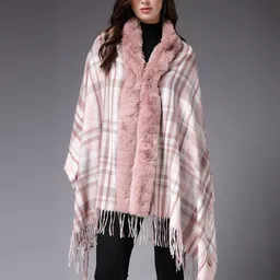 Mafadeny Checked Printed Poncho-34