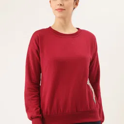 Belle Fille Women Maroon Applique Detail Sweatshirt-image-75