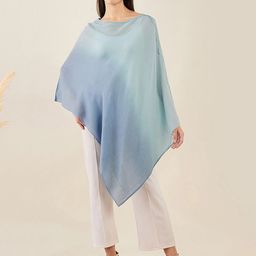 First Resort by Ramola Bachchan Round Neck Longline Cashmere Poncho-image-56