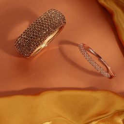 SOHI Set Of 2 Gold-Plated Bangle-Style Bracelets-image-11