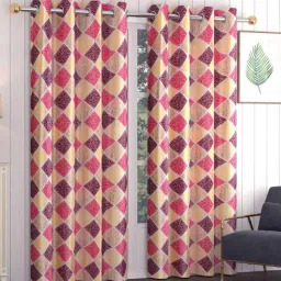exporthub Purple Geometric Polyester 7 Ft Semisheer Eyelet Door Curtains (Set of 2)-picture-9