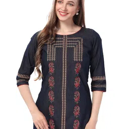 keshubaba Ethnic Motifs Embroidered Denim Kurti-picture-33