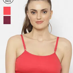 Floret Pack of 3 Magenta & Violet Non Padded Workout Bra-17
