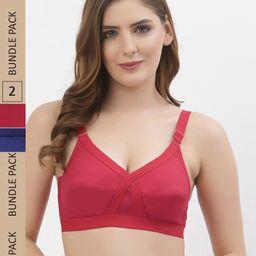 Floret Pack Of 2 Non Padded & Non-Wired Cotton Everyday Bra-image-59