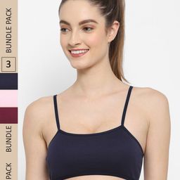 Floret Pack of 3 Cotton Non Padded Medium Support Beginners Bra-picture-32
