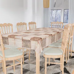 Kuber Industries Brown & White Geometric Dining Table Cover-image-25