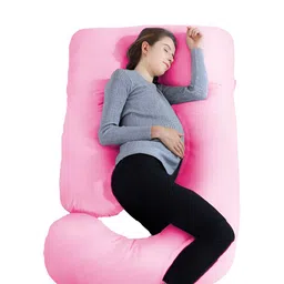 DADDY COOL Pink Fibre Filled Cotton Breathable J Shape Maternity Pillow-15