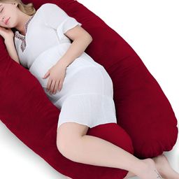 DADDY COOL Maroon & White Faux Velvet Fibre Filled Breathable Maternity Pillow-image-62