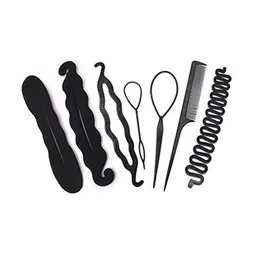 CHRONEX Women Black Set of 7 Hair Styling Bun Maker Hair Tool-9
