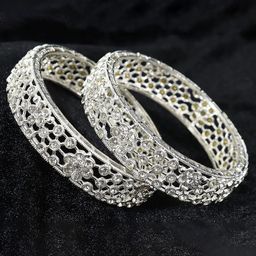 ZULKA Set of 2 Alloy Metal with Zircon Gemstone Studded Kada-image-99