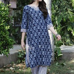 KALINI Ethnic Motifs Printed Regular Pure Cotton Kurta with Trousers & Dupatta-9