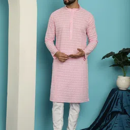 SOJANYA Embroidered Pure Cotton Kurta with Pyjama Set-picture-18