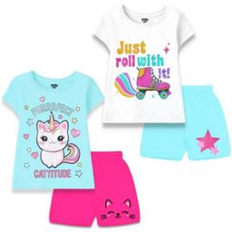 BERRYJOY Girls Pack Of 2 Printed T-shirt with Shorts-image-75