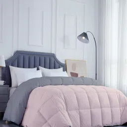 RAZZAI Silver-Toned & Peach-Coloured Microfiber Mild Winter 300 GSM Double Bed Comforter-image-40