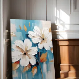 Art Street White & Blue 1 Piece Canvas Floral and Botanical Wall Paintings-image-29