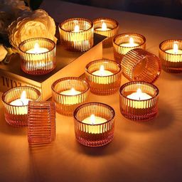 The Purple Tree 4 Pcs Rust Brown Textured Glass Victorian Tealight Candle Holders-1
