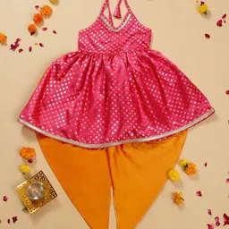 SAKA DESIGNS Infant Girls Ethnic Motifs Printed Halter Neck Kurta with Dhoti Pants-picture-35