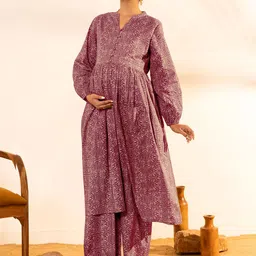 Janasya Women Ethnic Motifs Printed Regular Pure Cotton Kurta with Trousers-8
