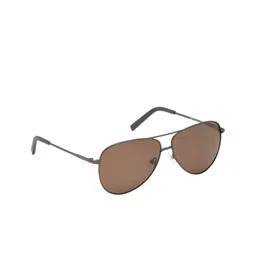 Timberland Unisex Brown Lens & Gunmetal-Toned UV Protected Aviator Sunglasses TB9179-42