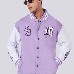 Maniac Mandarin Collar Colorblocked Cotton Varsity Jacket-57