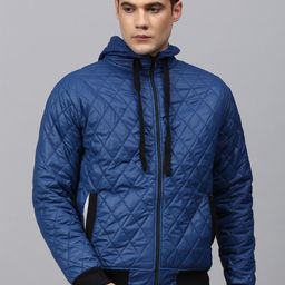 Campus Sutra Men Blue Windcheater Quilted Jacket-image-56