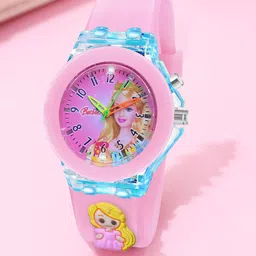 Shocknshop Girls Printed Dial & Rubber Straps Analogue Watch WCH327 Pink Barbie Kids-30