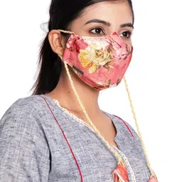 VASTRAMAY Unisex Single 3-Ply Reusable Outdoor Printed Cotton Mask & Potli Bag-84