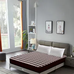 DREAM CARE Black & White Checked Water Resistant Queen Bed Mattress Protector-image-66
