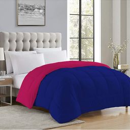 CURIOUS LIFESTYLE Pink & Navy Blue Microfiber Heavy Winter Double Bed Comforter-image-88