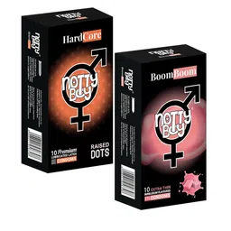 noTTy Boy Set Of Hard Core Raised Dots & Boom Boom Bubblegum Flavour Condoms - 10Pcs Each-45