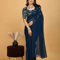 K 5 Fashion Embroidered Pure Georgette Saree-picture-36