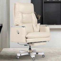 casacraft from pepperfry Magnus High Back Office Chair in Cream Colour with Knee Tilt Mechanism-picture-9