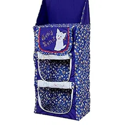 Kuber Industries Blue & White Printed Multi-Utility Three Cabinet Folding Organiser image 3