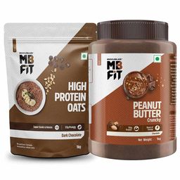 MuscleBlaze High Protein Oats Dark Chocolate & Chocolate Peanut Butter 1 kg Crunchy Combo-2
