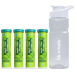 HK Vitals ACV Effervescent 60 Tabs Green Apple & Shaker Combo-1