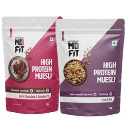 MuscleBlaze High Protein Muesli 1 kg Dark Chocolate & Cranberry & Fruits & Nut Combo-image-92