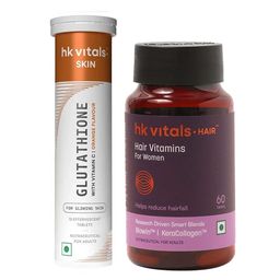 HealthKart HK Vitals Glutathione Effervescent 15 Tabs Orange and Hair Vitamins for Women 60 Tabs Combo-14